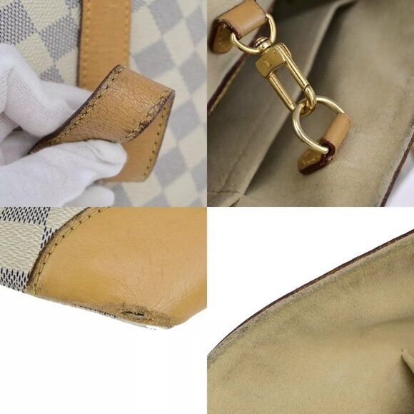 LOUIS VUITTON Hampstead PM Shoulder Bag Damier Azur Leather White - Picture 10 of 14